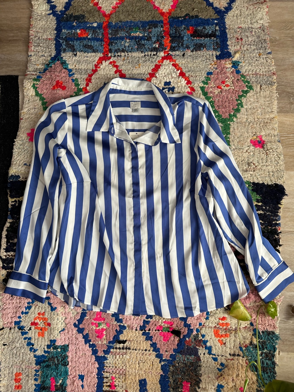 a new day Blue and White Vertical Stripe Button-Down Shirt